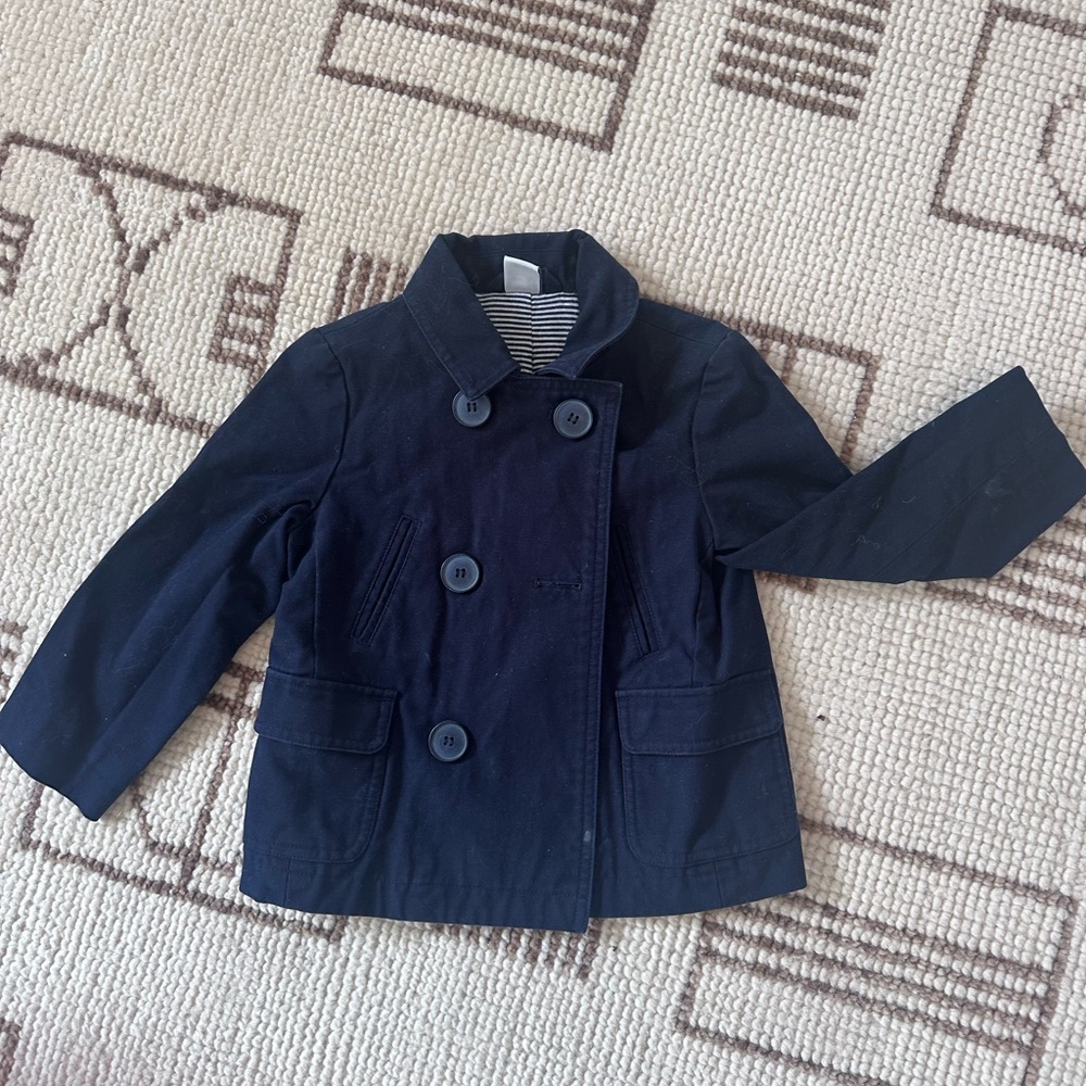 Petit bateau cotton canvas pea coat lined size 3